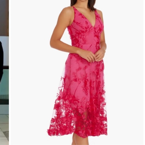 Dress the Population Audrey Dress Begonia Floral Accent 3D - Picture 3 of 8